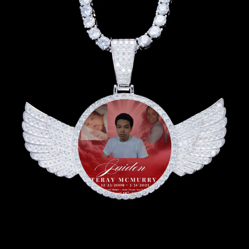 925S & VVS Moissanite 3D Wing Custom Picture Pendant