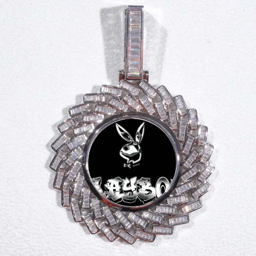 Large 3D Baguette Custom Picture Pendant