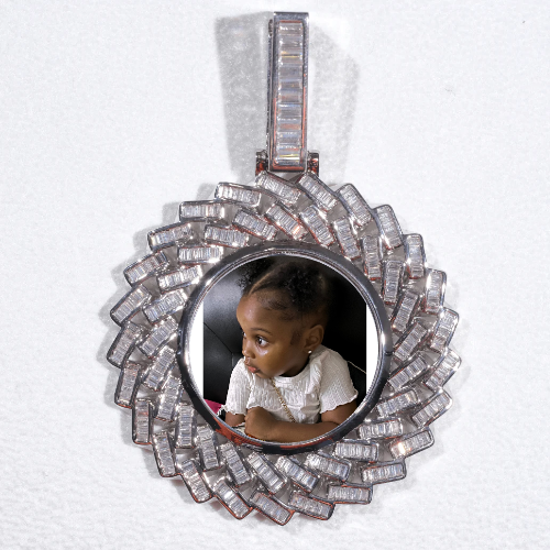 Large 3D Baguette Custom Picture Pendant