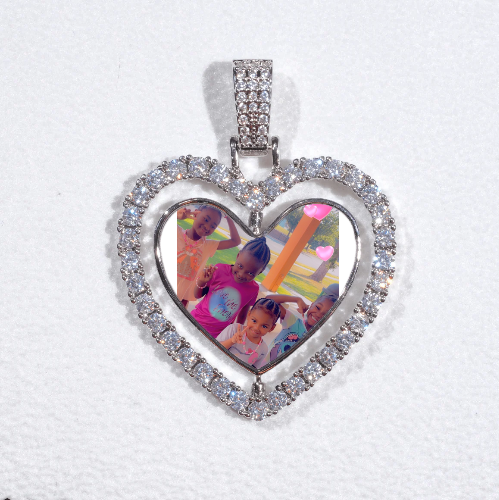 3D Spinning 2-Faced Heart Custom Picture Pendant