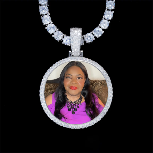 925S & VVS Moissanite 3D Circle Custom Picture Pendant