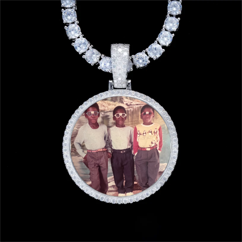 925S & VVS Moissanite 3D Circle Custom Picture Pendant