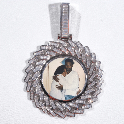 Large 3D Baguette Custom Picture Pendant