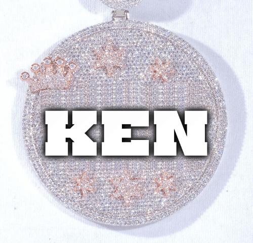CUSTOM LETTER NECKLACE 3D BIG CROWN DISC