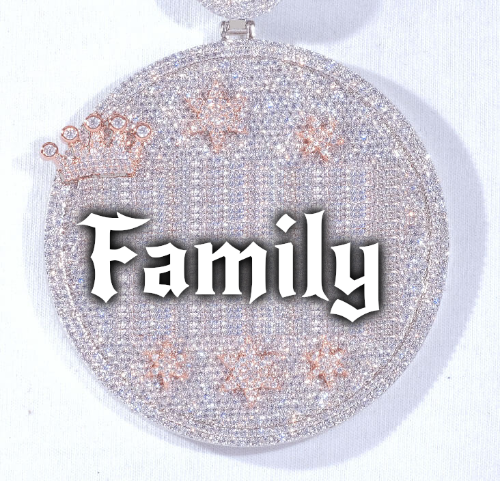 CUSTOM LETTER NECKLACE 3D BIG CROWN DISC