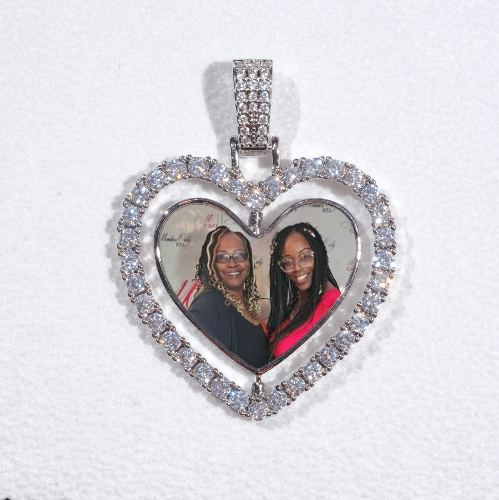 3D Spinning 2-Faced Heart Custom Picture Pendant