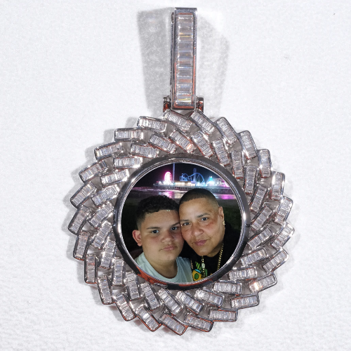 Large 3D Baguette Custom Picture Pendant