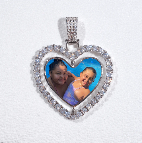 3D Spinning 2-Faced Heart Custom Picture Pendant