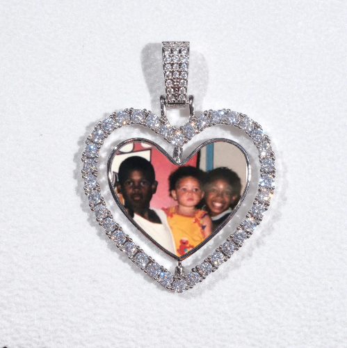 3D Spinning 2-Faced Heart Custom Picture Pendant