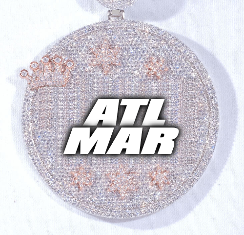 CUSTOM LETTER NECKLACE 3D BIG CROWN DISC