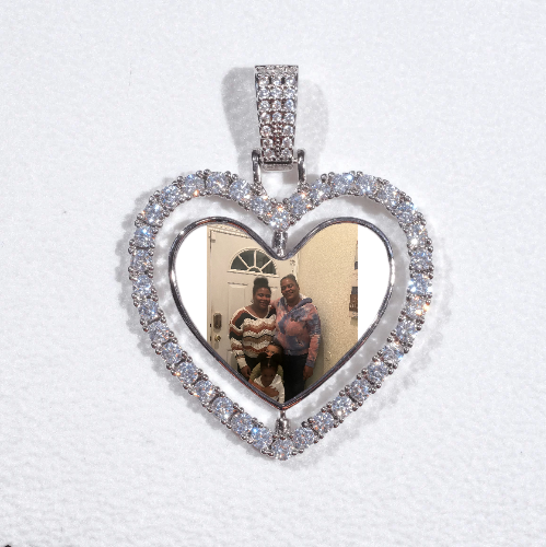 3D Spinning 2-Faced Heart Custom Picture Pendant