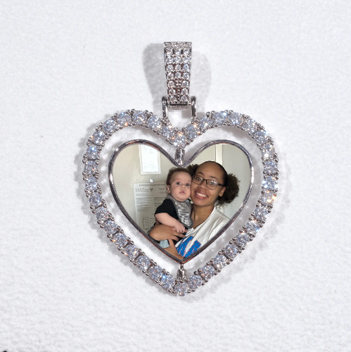 3D Spinning 2-Faced Heart Custom Picture Pendant