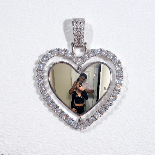 3D Spinning 2-Faced Heart Custom Picture Pendant