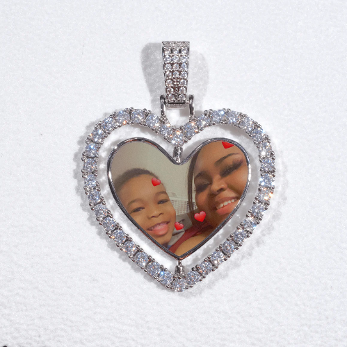 3D Spinning 2-Faced Heart Custom Picture Pendant