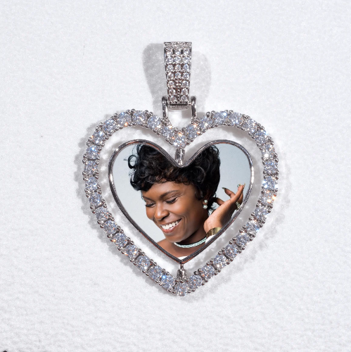 3D Spinning 2-Faced Heart Custom Picture Pendant