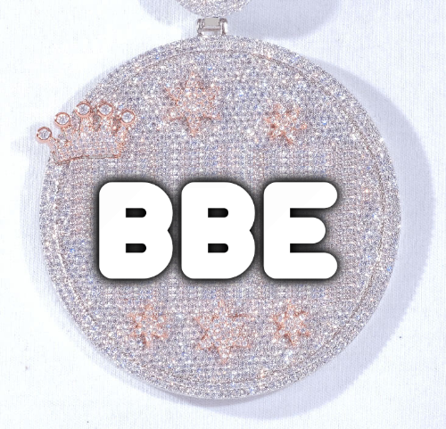CUSTOM LETTER NECKLACE 3D BIG CROWN DISC