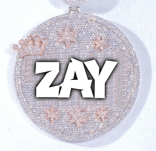 CUSTOM LETTER NECKLACE 3D BIG CROWN DISC
