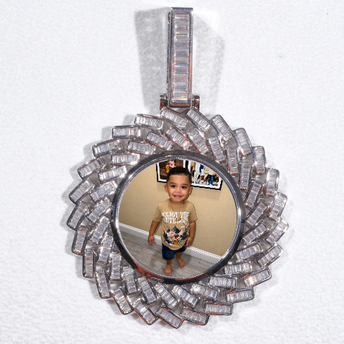 Large 3D Baguette Custom Picture Pendant