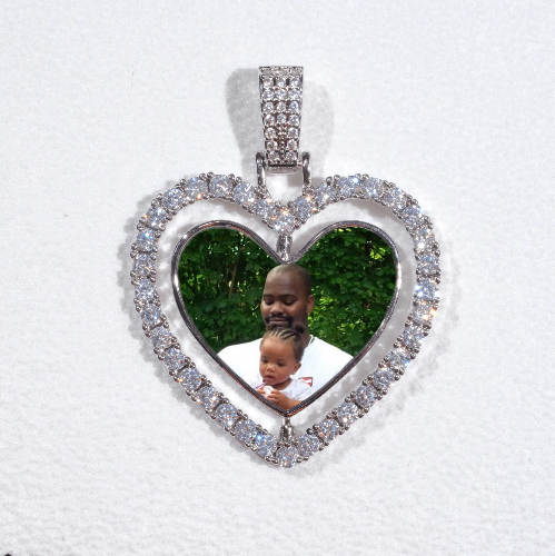 3D Spinning 2-Faced Heart Custom Picture Pendant