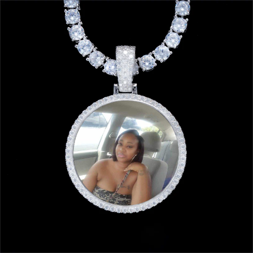 925S & VVS Moissanite 3D Circle Custom Picture Pendant