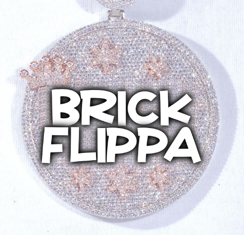 CUSTOM LETTER NECKLACE 3D BIG CROWN DISC