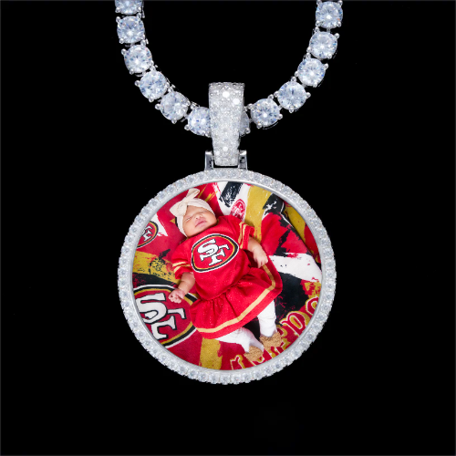 925S & VVS Moissanite 3D Circle Custom Picture Pendant