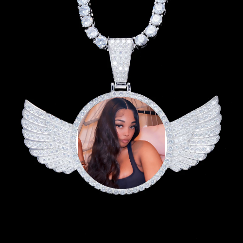 925S & VVS Moissanite 3D Wing Custom Picture Pendant