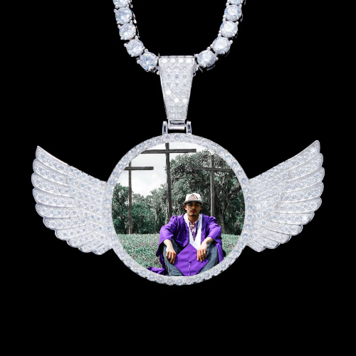 925S & VVS Moissanite 3D Wing Custom Picture Pendant