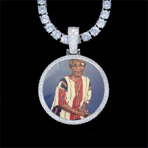 925S & VVS Moissanite 3D Circle Custom Picture Pendant