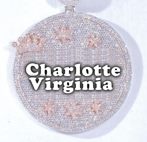 CUSTOM LETTER NECKLACE 3D BIG CROWN DISC