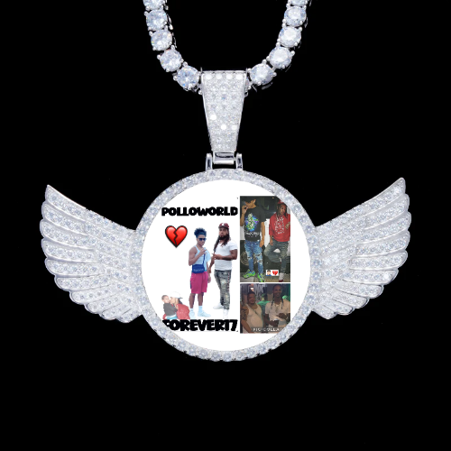 925S & VVS Moissanite 3D Wing Custom Picture Pendant