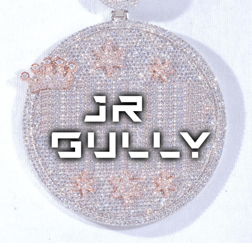 CUSTOM LETTER NECKLACE 3D BIG CROWN DISC