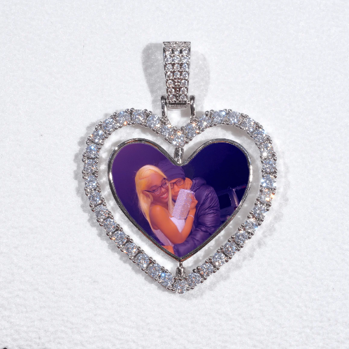 3D Spinning 2-Faced Heart Custom Picture Pendant