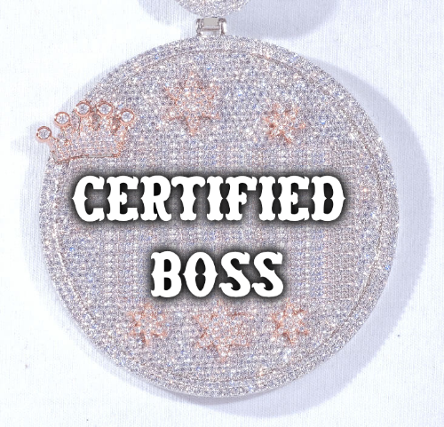 CUSTOM LETTER NECKLACE 3D BIG CROWN DISC