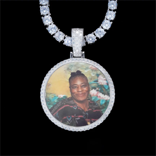 925S & VVS Moissanite 3D Circle Custom Picture Pendant