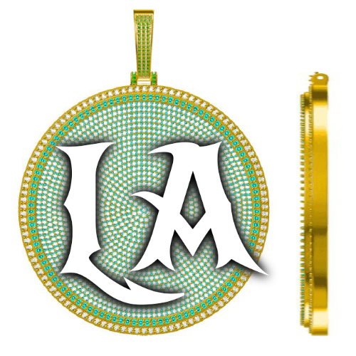 CUSTOM LETTER NECKLACE 3D BIG DISC