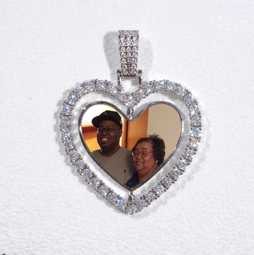 3D Spinning 2-Faced Heart Custom Picture Pendant