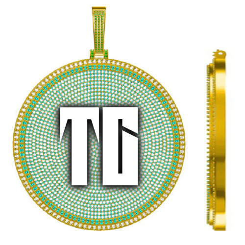 CUSTOM LETTER NECKLACE 3D BIG DISC