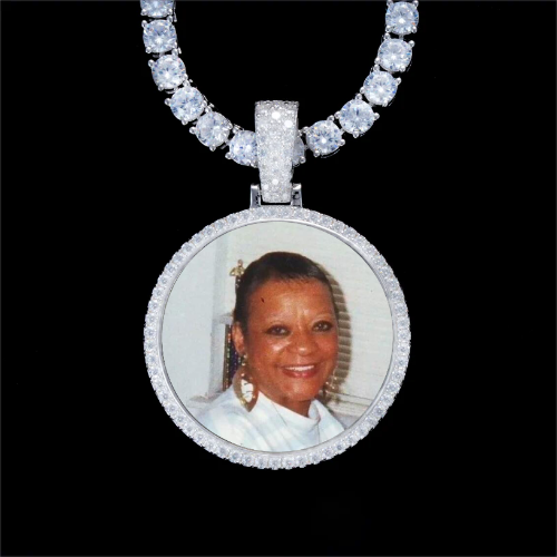 925S & VVS Moissanite 3D Circle Custom Picture Pendant