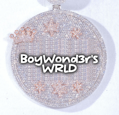 CUSTOM LETTER NECKLACE 3D BIG CROWN DISC
