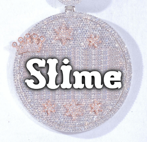 CUSTOM LETTER NECKLACE 3D BIG CROWN DISC