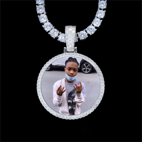 925S & VVS Moissanite 3D Circle Custom Picture Pendant
