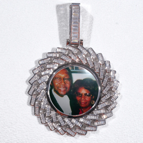 Large 3D Baguette Custom Picture Pendant