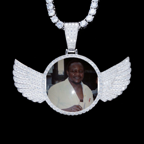 925S & VVS Moissanite 3D Wing Custom Picture Pendant