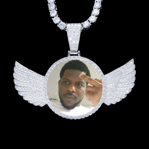 925S & VVS Moissanite 3D Wing Custom Picture Pendant