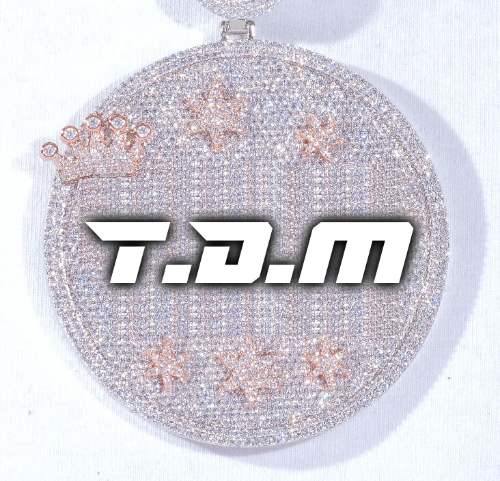 CUSTOM LETTER NECKLACE 3D BIG CROWN DISC