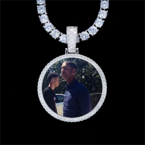 925S & VVS Moissanite 3D Circle Custom Picture Pendant