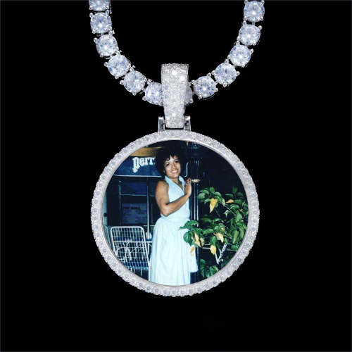 925S & VVS Moissanite 3D Circle Custom Picture Pendant