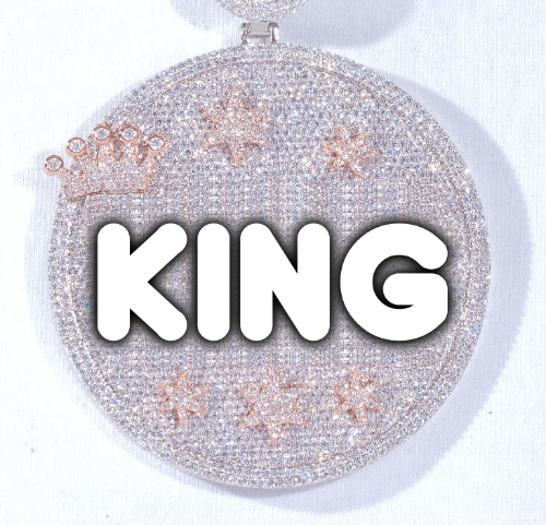 CUSTOM LETTER NECKLACE 3D BIG CROWN DISC