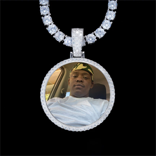 925S & VVS Moissanite 3D Circle Custom Picture Pendant